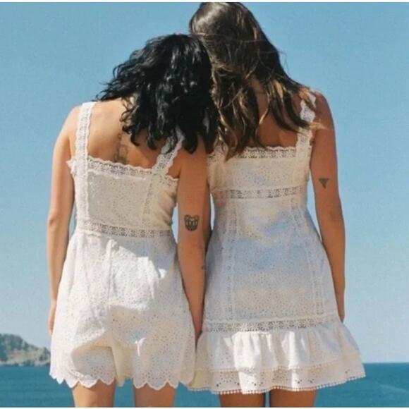 Charo Ruiz Zuma Eyelet Embroidered White Romper Womens XS New - Picture 16 of 16